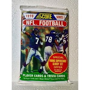 1990 Score NFL Football Card Pack Series 1 - Factory Sealed, New - 16 Cards